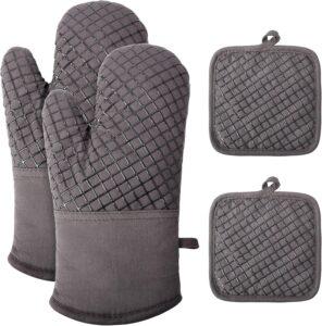 Set di 4 guanti da forno, guanti da forno resistenti al calore e antiscivolo,