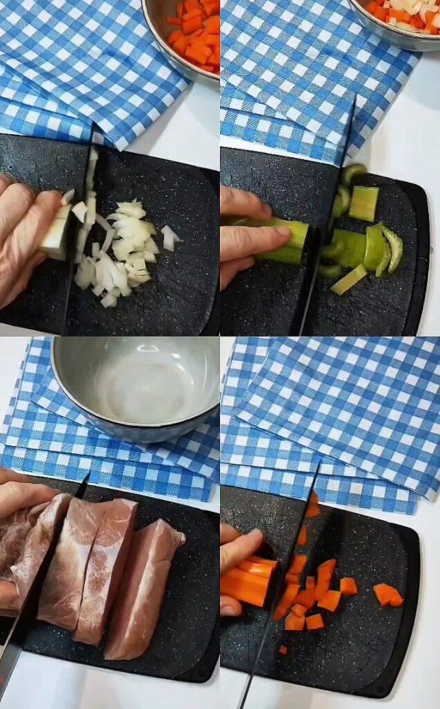 ingredienti per spezzatino di lonza di maiale