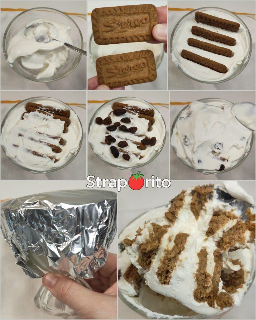 dessert allo yogurt coperto e pronto per il riposo in frigo