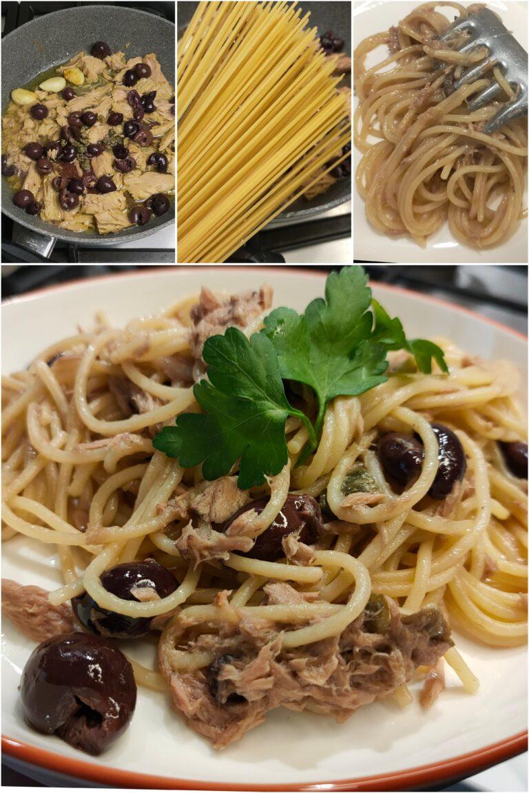 Spaghetti al tonno e olive nere cremosi: veloci e saporiti 5 (1)