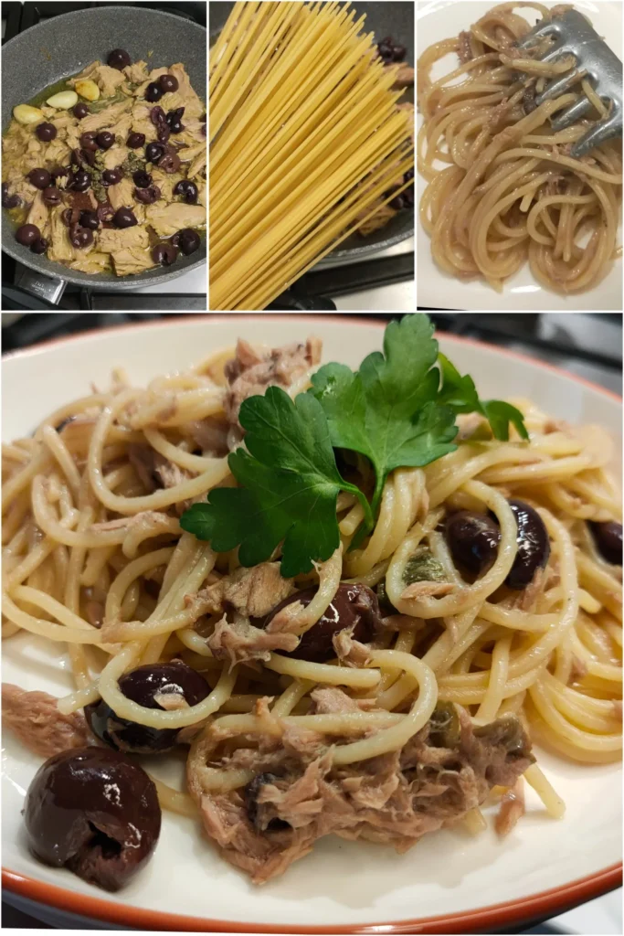 Spaghetti tonno olive nere ricetta scaled.jpg