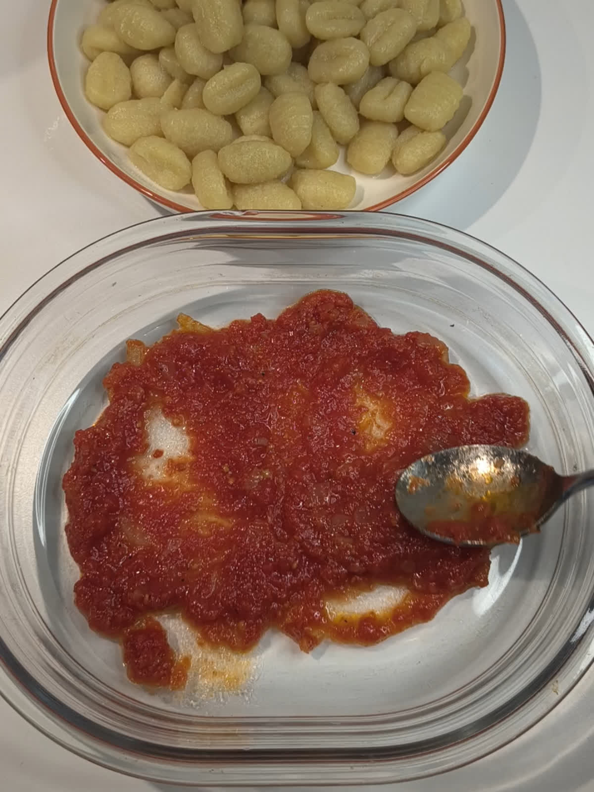 gnocchi in baking dish preparation
