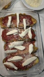 Primo strato melanzane parmigiana