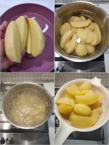 Tagliare e bollire le patate