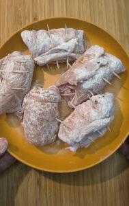 Involtini di pollo prima di cottura