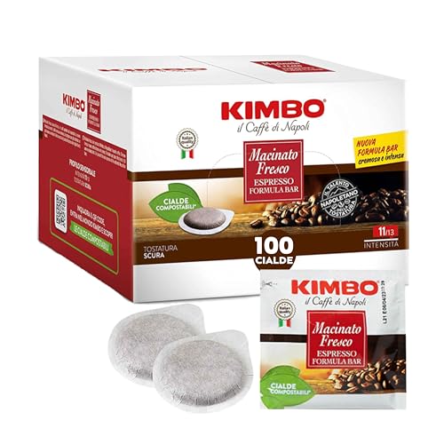 Kimbo 100 Cialde Caffè Compostabili ESE, Macinato Fresco
