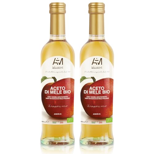 Agricola Miglioretti Aceto di Mele Biologico 500ml x2 – Non Filtrato e Non Pastorizzato, Fermentato...