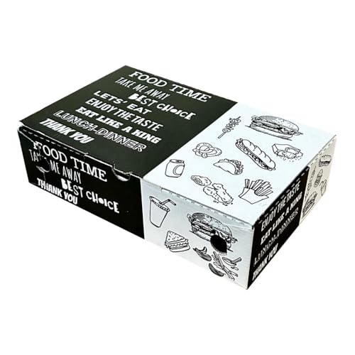 100 Pezzi Delivery Box Cibo da Asporto Ideale per Fritti Non Unge, Contenitore per Alimenti Usa e...