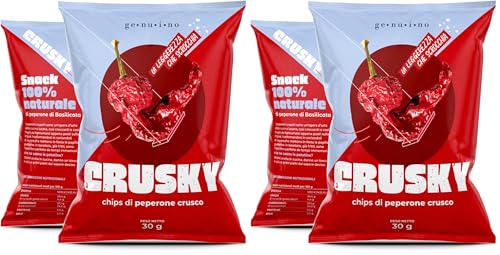 Genuino - Peperoni Cruschi Pronti Da Mangiare - Snack Salati Croccanti In Busta Da Chips Per 30 Gr...
