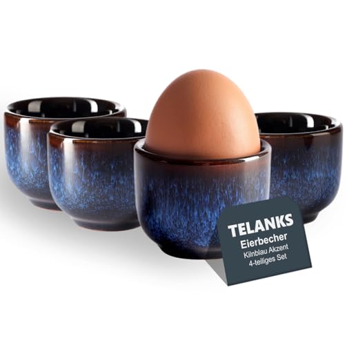 TELANKS Portauovo in porcellana, set da 4 pezzi, da campeggio