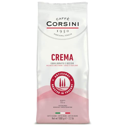 Caffè Corsini - Caffè in Grani da 1 kg Crema, Miscela Arabica e Robusta, Tostatura Media, Gusto...