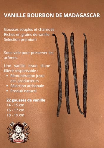 Vaniglia Bourbon Madagascar 22 baccelli 14-15 cm โ Grade A+ gourmet โ Atelier Evin