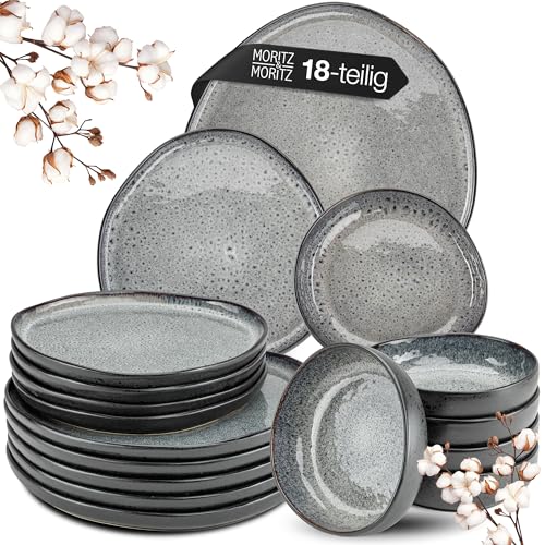 Moritz & Moritz Servizio di Piatti 6 Persone Grigio 18 Pezzi - Set Piatti composto da 6x Piatti...