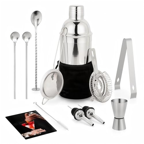 Set di 13 shaker da cocktail con kit da barista, set di miscelazione con strumenti essenziali per...