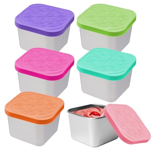 6 Pezzi Contenitori per Insalata In Acciaio Inox, 180ml Contenitore per Salad Condimenti, Mini...