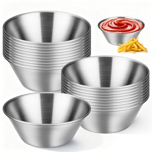 QYRDBGY 20 pentole per condimenti in acciaio inox 304, 50 ml, piccole ciotole per salse, piatti da...