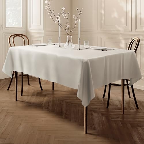 Home Direct Tovaglia in Tessuto Rettangolare, Tovaglia Copritavolo, Crema, 100 cm X 140 cm,